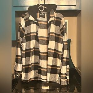 Lg Hollister flannel button up hoodie